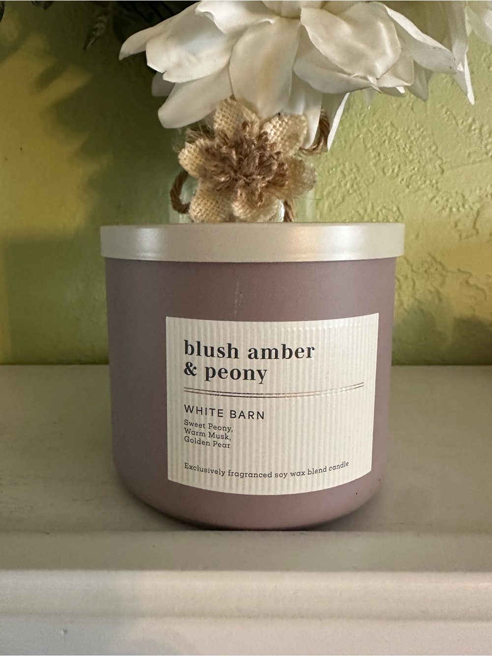 Bath & Body Works Blush Amber & Peony Candle - Mauve